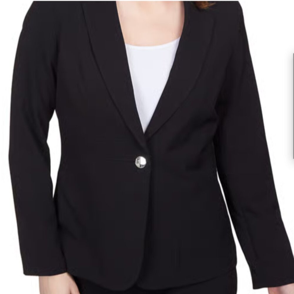 EMALINE BLACK BLAZER JACKET, 18W, SINGLE BUTTON, LS, EXCELLENT CONDITION